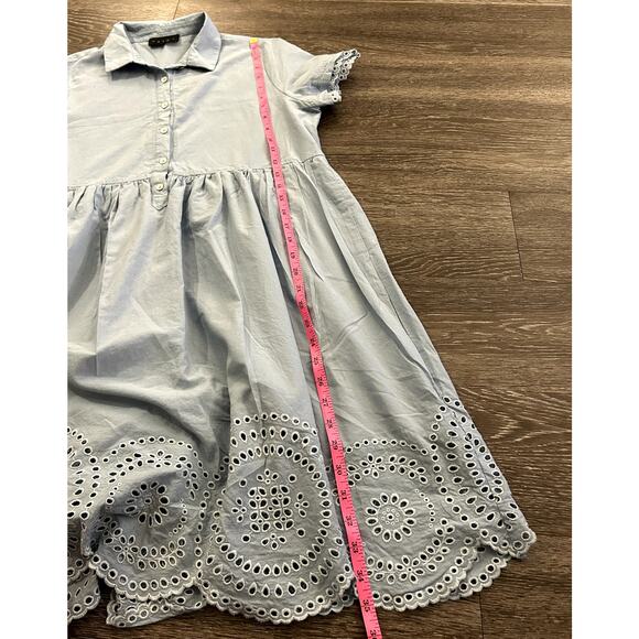 HATCH Maternity The Inez Eyelet Babydoll Shirt Dress Blue 100% Cotton 0 / XS EUC - Picture 12 of 15